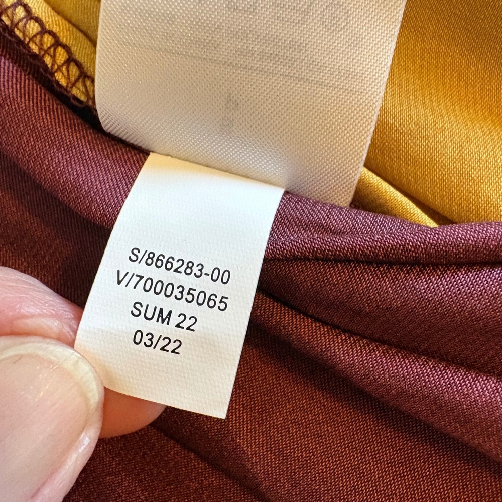 Banana Republic Womens Colorblock Cold Shoulder Halter Top Burgundy Yellow S NEW - Picture 10 of 10